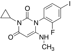 3-Cyclopropyl-1-(2-fluoro-4-iodophenyl)-6-(methylamino)-2,4(1H,3H)-pyrimidinedione