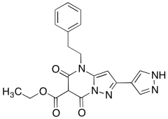Ethyl 5.7-dioxo-4-phenethyl-2-(1 H-pyrazol-4-yl)-4,5,6,7-tetrahydropyrazolo[1,5-a]pyrimidi