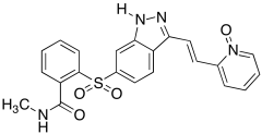 (E)-2-(2-(6-((2-(Methylcarbamoyl)phenyl)sulfonyl)-1H-indazol-3-yl)vinyl)pyridine 1-Oxide